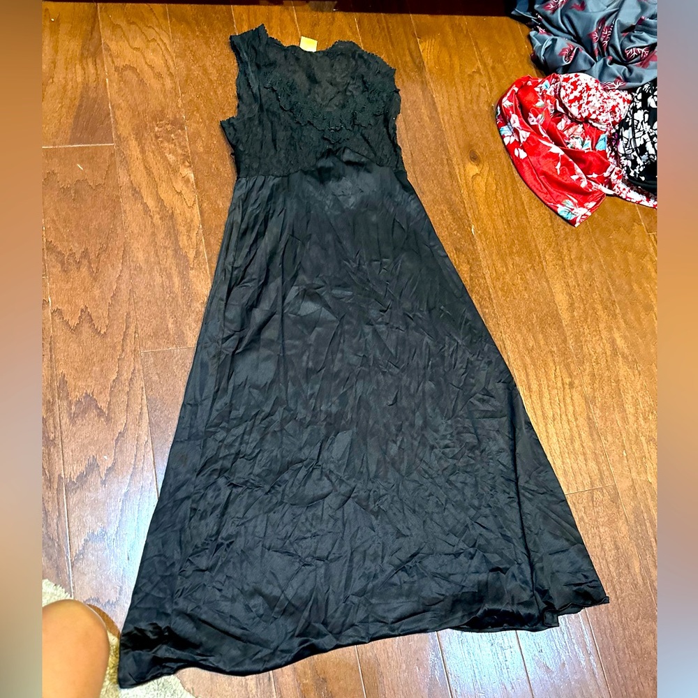 Black Sheer Lace Black Night Gown Dress Lingerie Size Medium